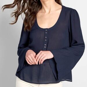 ModCloth Bells and Giggles long sleeve blouse